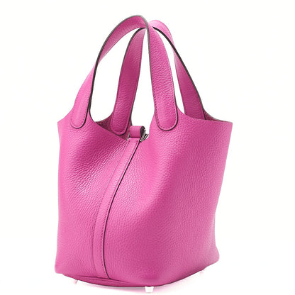 Hermes Hermes Picotin Lock PM Taurillon Clemence Handbag Magnolia Silver-Tone Hardware, Pre-Owned