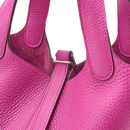 Hermes Hermes Picotin Lock PM Taurillon Clemence Handbag Magnolia Silver-Tone Hardware, Pre-Owned