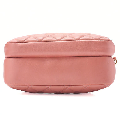 CHANEL Calfskin Matelasse Coco Mark Double Chain Shoulder Pink Beige Gold-Tone Hardware, Pre-Owned