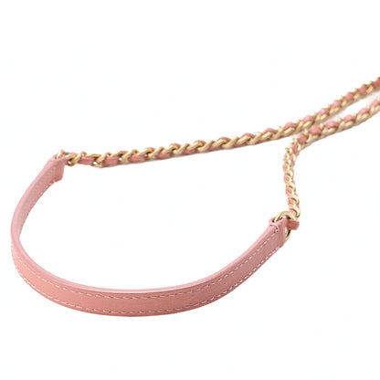 CHANEL Calfskin Matelasse Coco Mark Double Chain Shoulder Pink Beige Gold-Tone Hardware, Pre-Owned