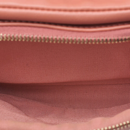CHANEL Calfskin Matelasse Coco Mark Double Chain Shoulder Pink Beige Gold-Tone Hardware, Pre-Owned