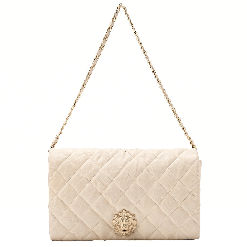 CHANEL Turn Rock Lion Coco Chain Hand Leather Beige Gold-Tone Hardware, Pre-Owned