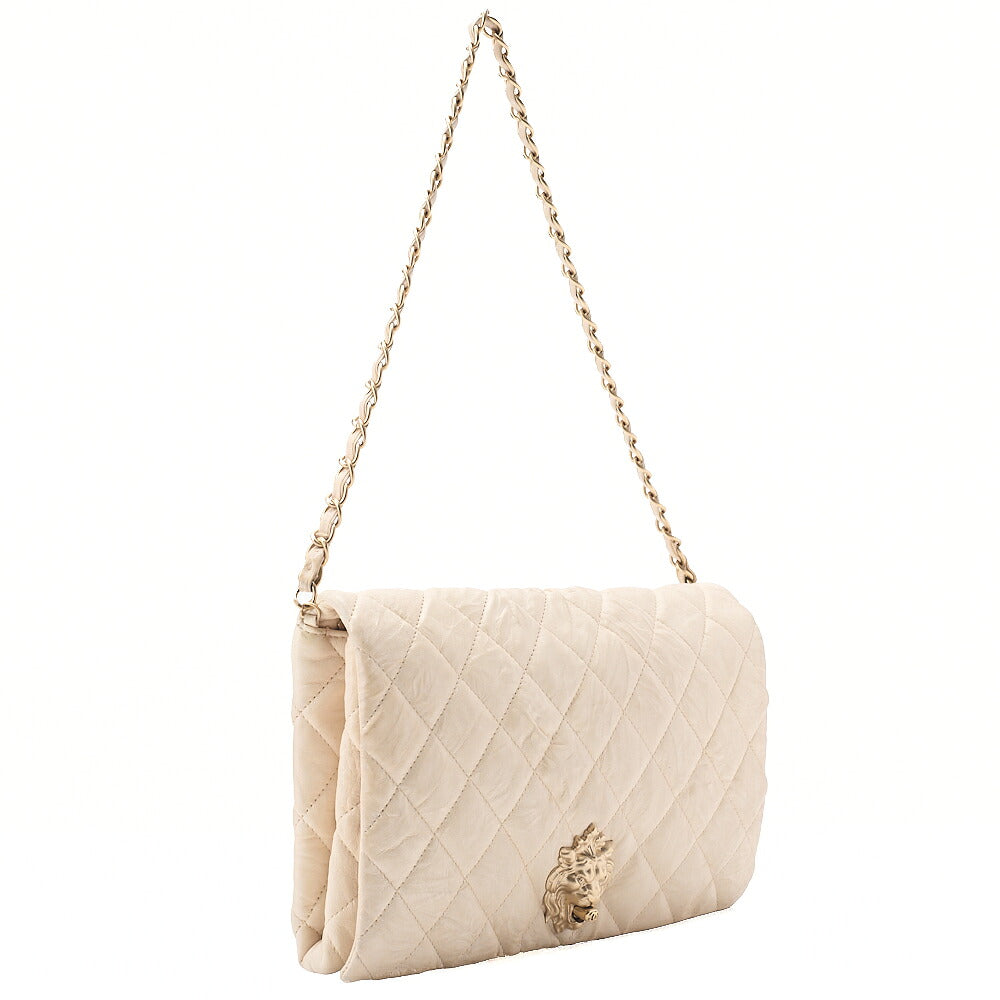 CHANEL Turn Rock Lion Coco Chain Hand Leather Beige Gold-Tone Hardware, Pre-Owned