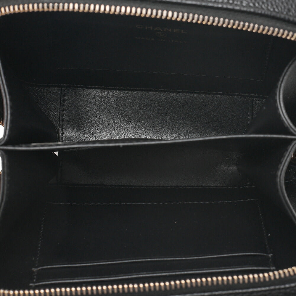 CHANEL Caviar Skin CC Filigree Mini Shoulder Bag Coco Mark Black Gold-Tone Hardware, Pre-Owned