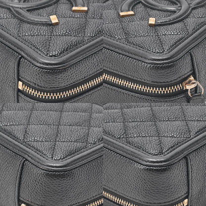 CHANEL Caviar Skin CC Filigree Mini Shoulder Bag Coco Mark Black Gold-Tone Hardware, Pre-Owned