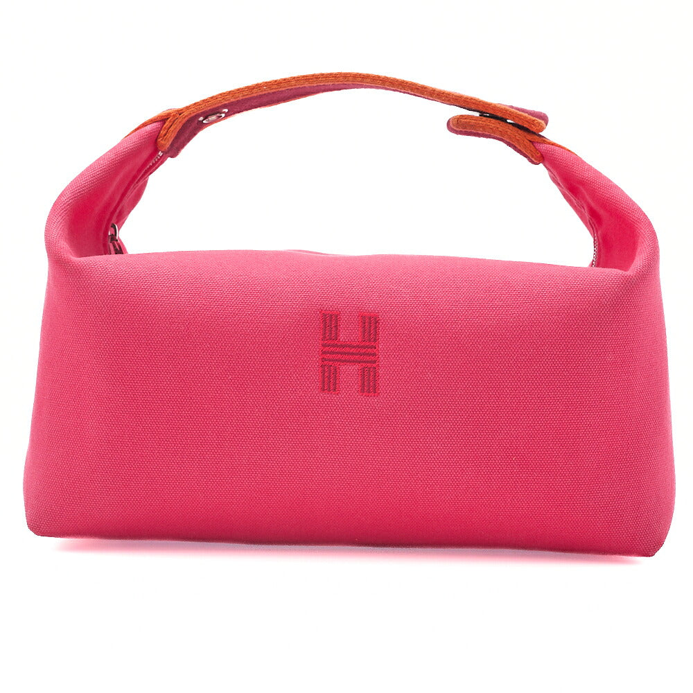 Hermes Hermes Bride  Black GM Canvas Handbag Hibiscus (Pink) Silver-Tone Hardware, Pre-Owned