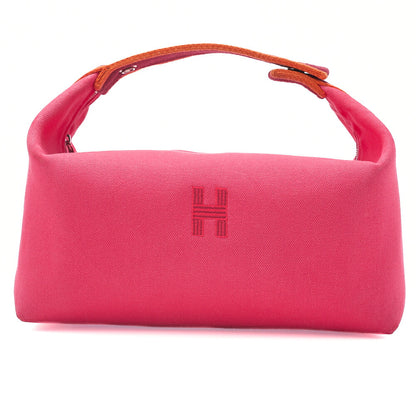 Hermes Hermes Bride  Black GM Canvas Handbag Hibiscus (Pink) Silver-Tone Hardware, Pre-Owned