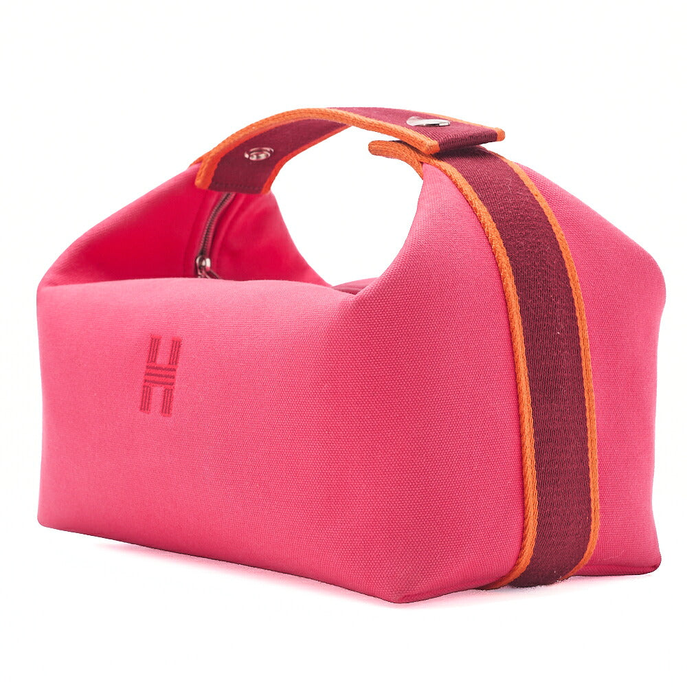 Hermes Hermes Bride  Black GM Canvas Handbag Hibiscus (Pink) Silver-Tone Hardware, Pre-Owned