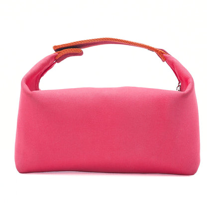 Hermes Hermes Bride  Black GM Canvas Handbag Hibiscus (Pink) Silver-Tone Hardware, Pre-Owned