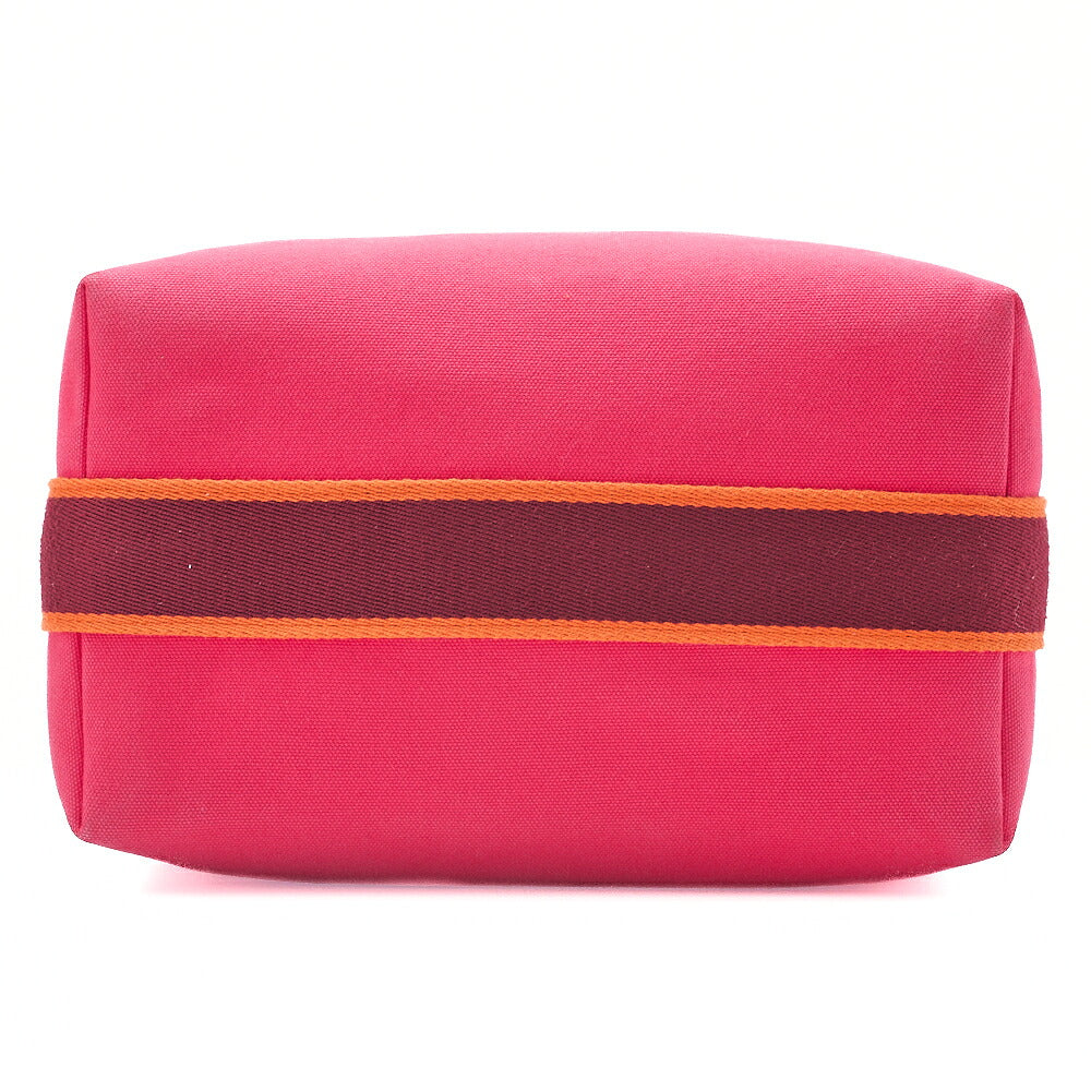 Hermes Hermes Bride  Black GM Canvas Handbag Hibiscus (Pink) Silver-Tone Hardware, Pre-Owned