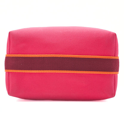 Hermes Hermes Bride  Black GM Canvas Handbag Hibiscus (Pink) Silver-Tone Hardware, Pre-Owned