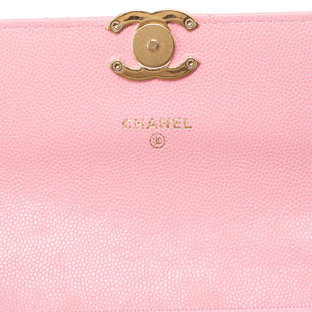 CHANEL Caviar Skin Matelasse Bicolole Chain Wallet Pink Gold-Tone Hardware, Pre-Owned