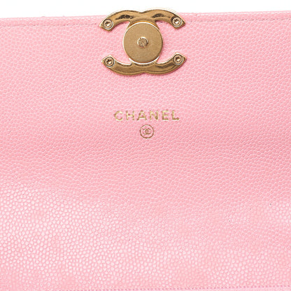 CHANEL Caviar Skin Matelasse Bicolole Chain Wallet Pink Gold-Tone Hardware, Pre-Owned