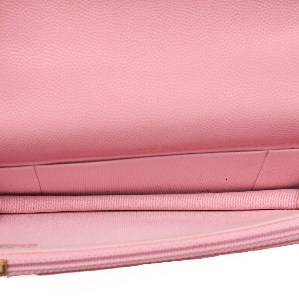 CHANEL Caviar Skin Matelasse Bicolole Chain Wallet Pink Gold-Tone Hardware, Pre-Owned