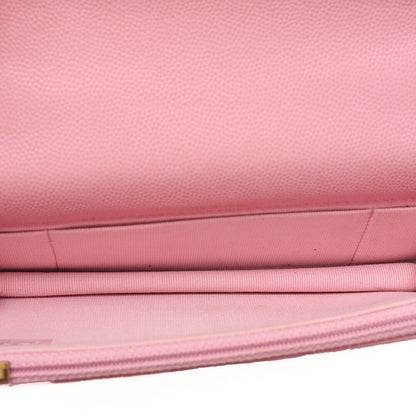CHANEL Caviar Skin Matelasse Bicolole Chain Wallet Pink Gold-Tone Hardware, Pre-Owned