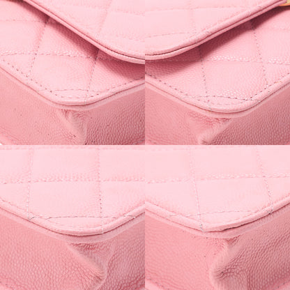 CHANEL Caviar Skin Matelasse Bicolole Chain Wallet Pink Gold-Tone Hardware, Pre-Owned