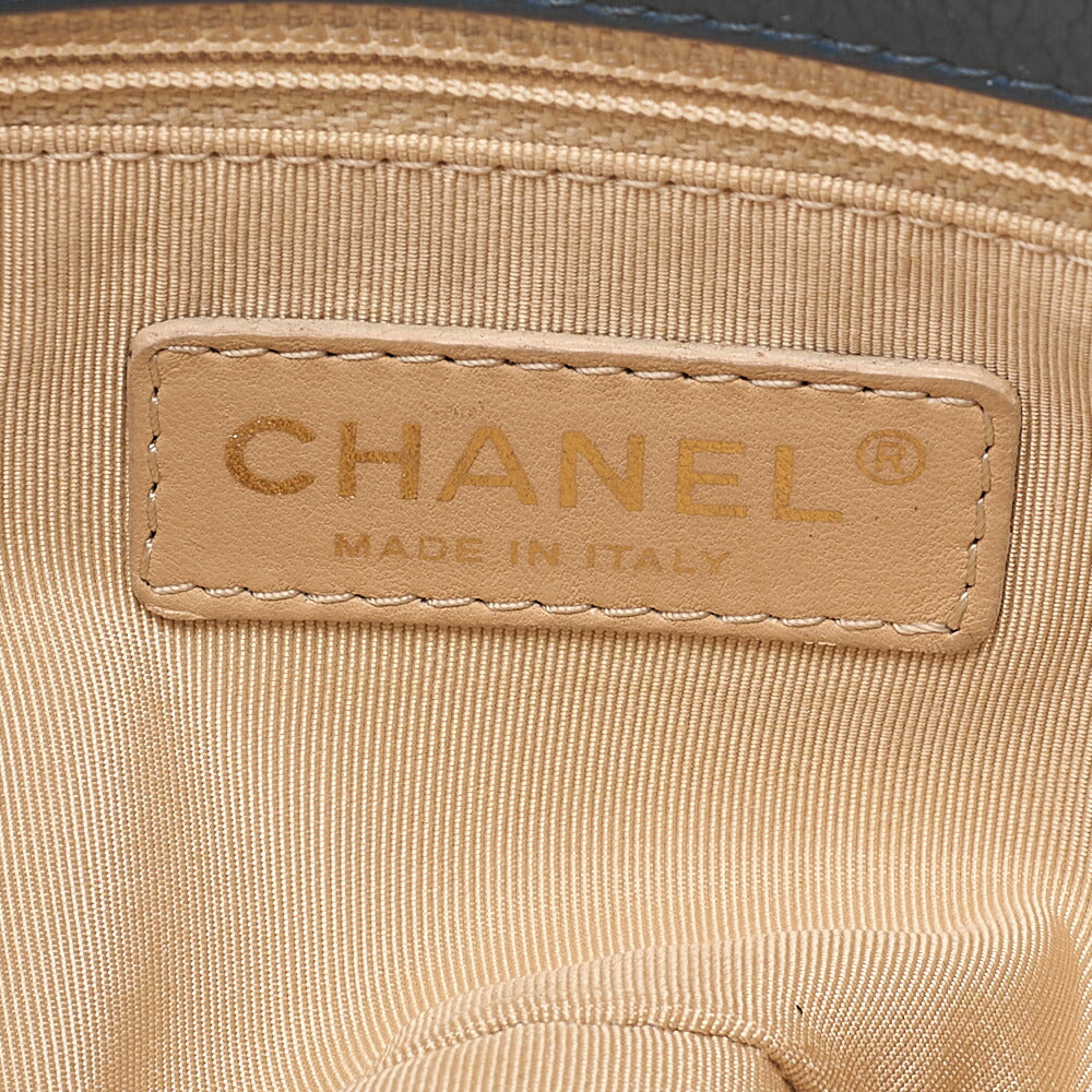 CHANEL Lambskin Matelasse Single Flap Chain Shoulder Bag Navy Gold-Tone Hardware, Pre-Owned