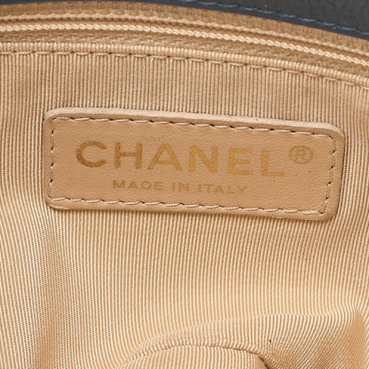 CHANEL Lambskin Matelasse Single Flap Chain Shoulder Bag Navy Gold-Tone Hardware, Pre-Owned