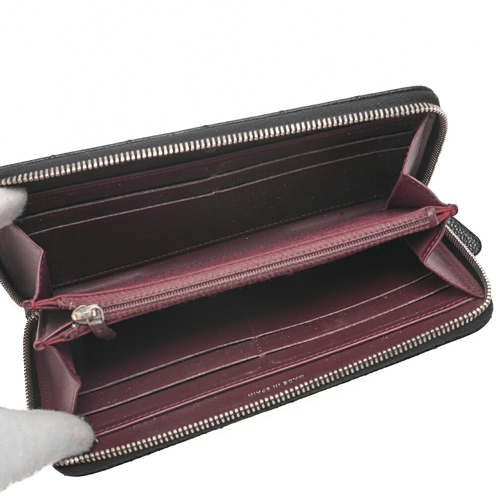 CHANEL Matelasse Round Long Wallet Caviar Skin Black Silver-Tone Hardware, Pre-Owned