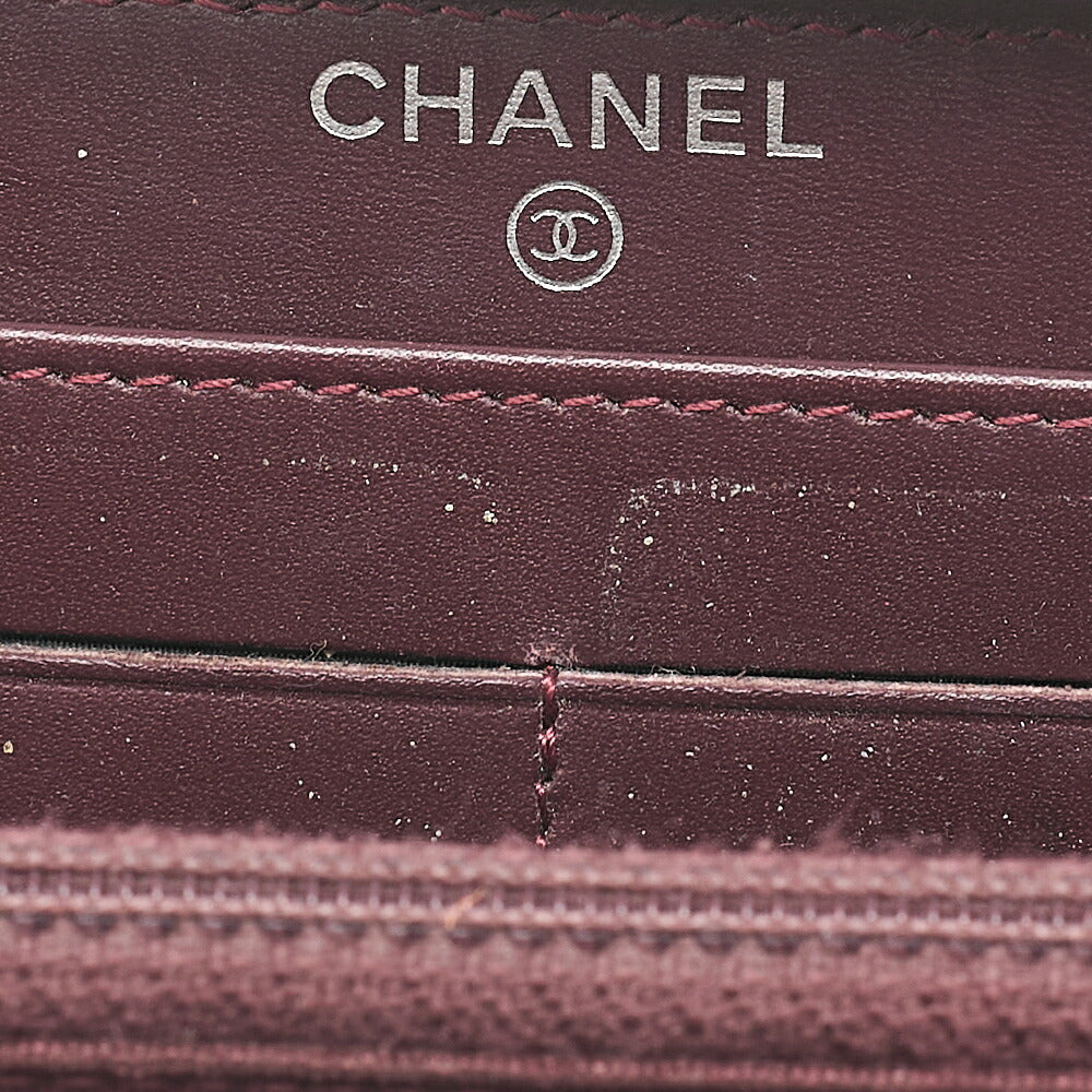 CHANEL Matelasse Round Long Wallet Caviar Skin Black Silver-Tone Hardware, Pre-Owned