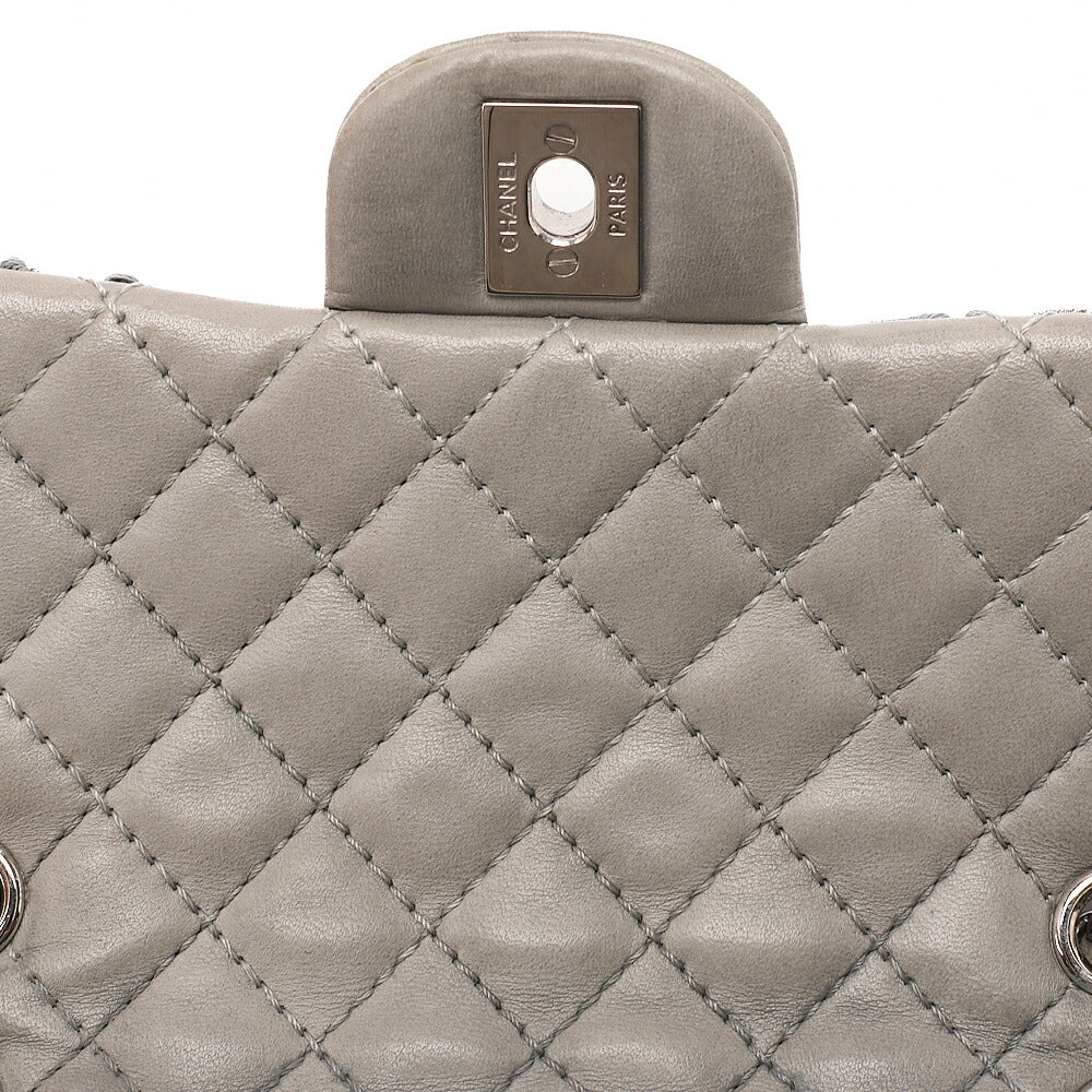 CHANEL Lambskin Camellia X Beazzuff Single Flap Chain Shoulder Bag Gray Silver-Tone Hardware, Pre-Owned