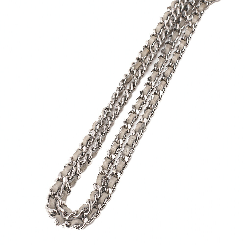 CHANEL Lambskin Camellia X Beazzuff Single Flap Chain Shoulder Bag Gray Silver-Tone Hardware, Pre-Owned