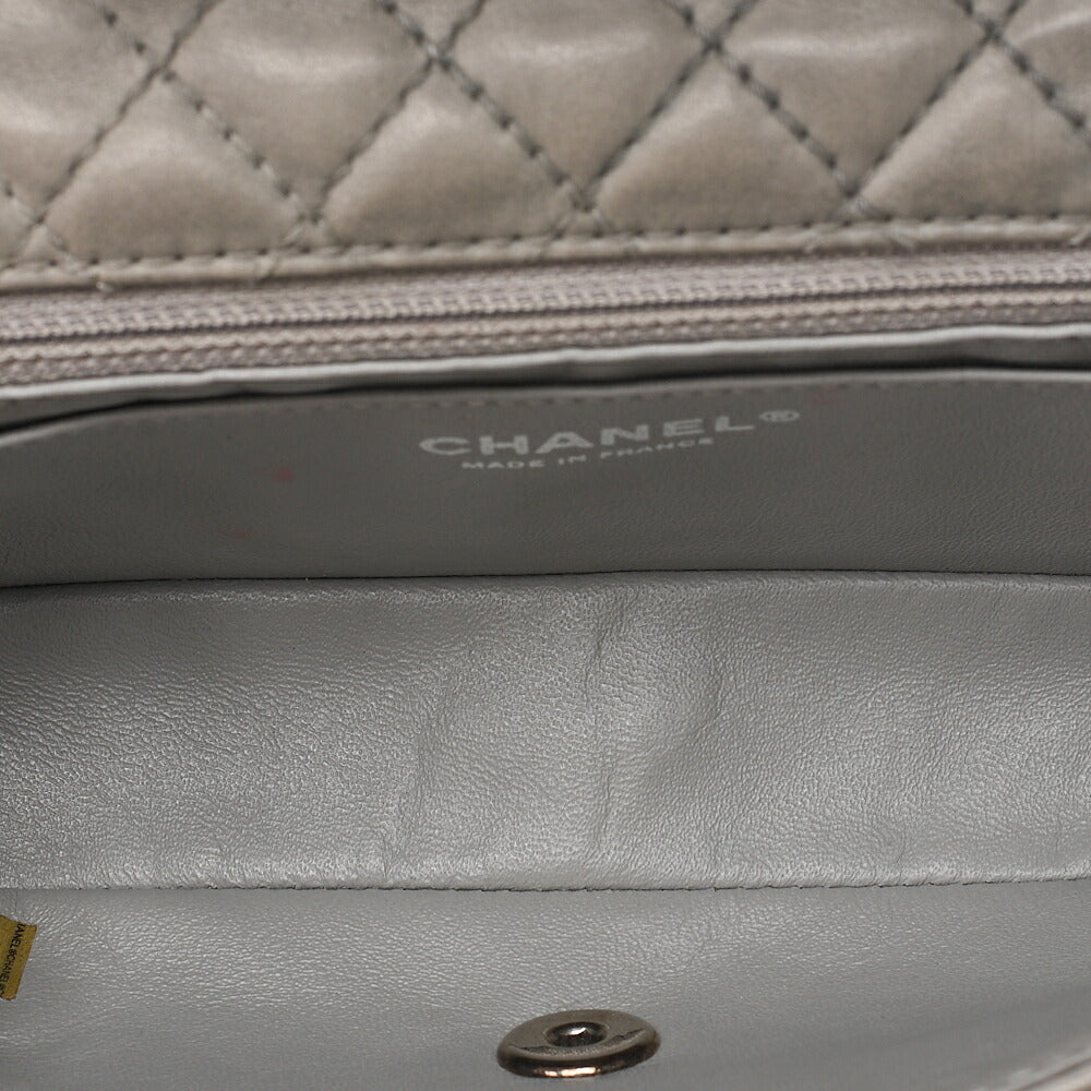 CHANEL Lambskin Camellia X Beazzuff Single Flap Chain Shoulder Bag Gray Silver-Tone Hardware, Pre-Owned