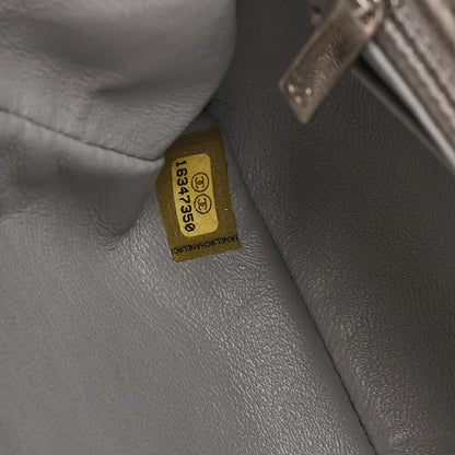 CHANEL Lambskin Camellia X Beazzuff Single Flap Chain Shoulder Bag Gray Silver-Tone Hardware, Pre-Owned