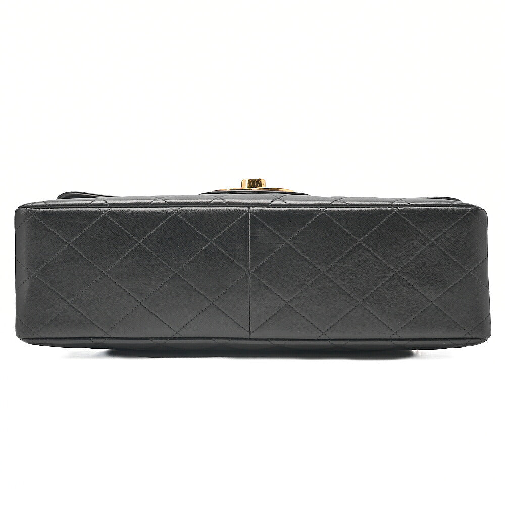 CHANEL Deka Matelasse 30 Single Chain Shoulder Bag Lambskin Black Gold-Tone Hardware, Pre-Owned