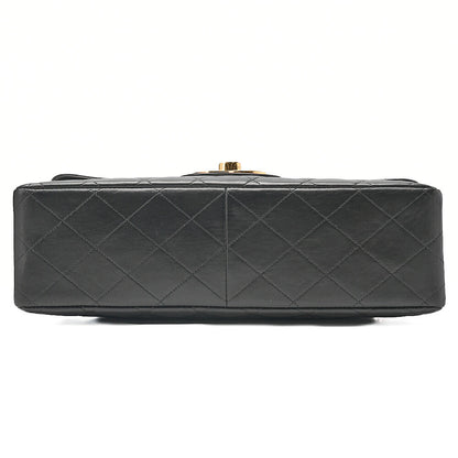 CHANEL Deka Matelasse 30 Single Chain Shoulder Bag Lambskin Black Gold-Tone Hardware, Pre-Owned
