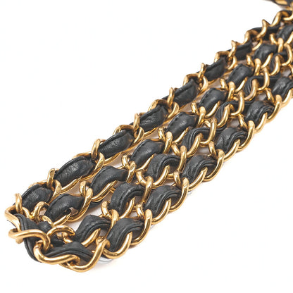 CHANEL Deka Matelasse 30 Single Chain Shoulder Bag Lambskin Black Gold-Tone Hardware, Pre-Owned