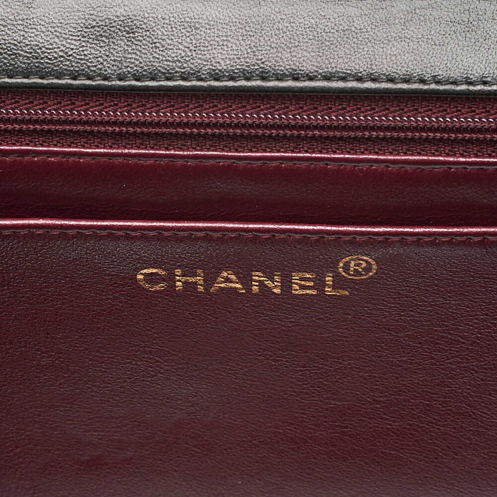 CHANEL Deka Matelasse 30 Single Chain Shoulder Bag Lambskin Black Gold-Tone Hardware, Pre-Owned
