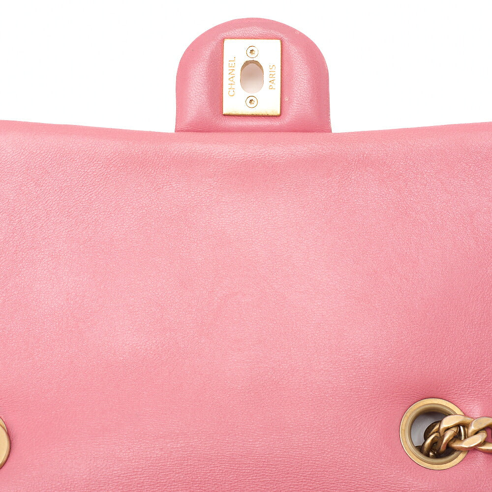 CHANEL Lambskin Matelasse Single Flap Chain Shoulder Bag Ping Gold-Tone Hardware, Pre-Owned