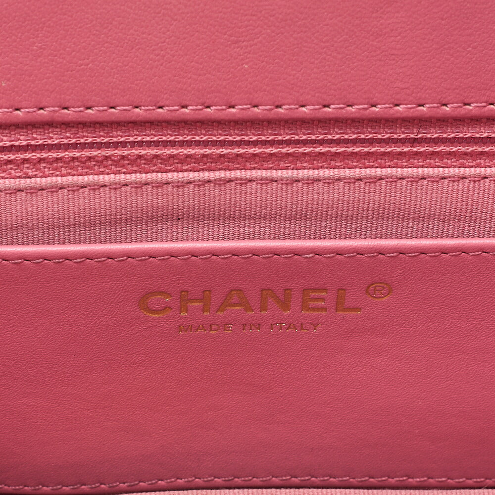 CHANEL Lambskin Matelasse Single Flap Chain Shoulder Bag Ping Gold-Tone Hardware, Pre-Owned