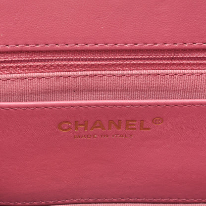CHANEL Lambskin Matelasse Single Flap Chain Shoulder Bag Ping Gold-Tone Hardware, Pre-Owned