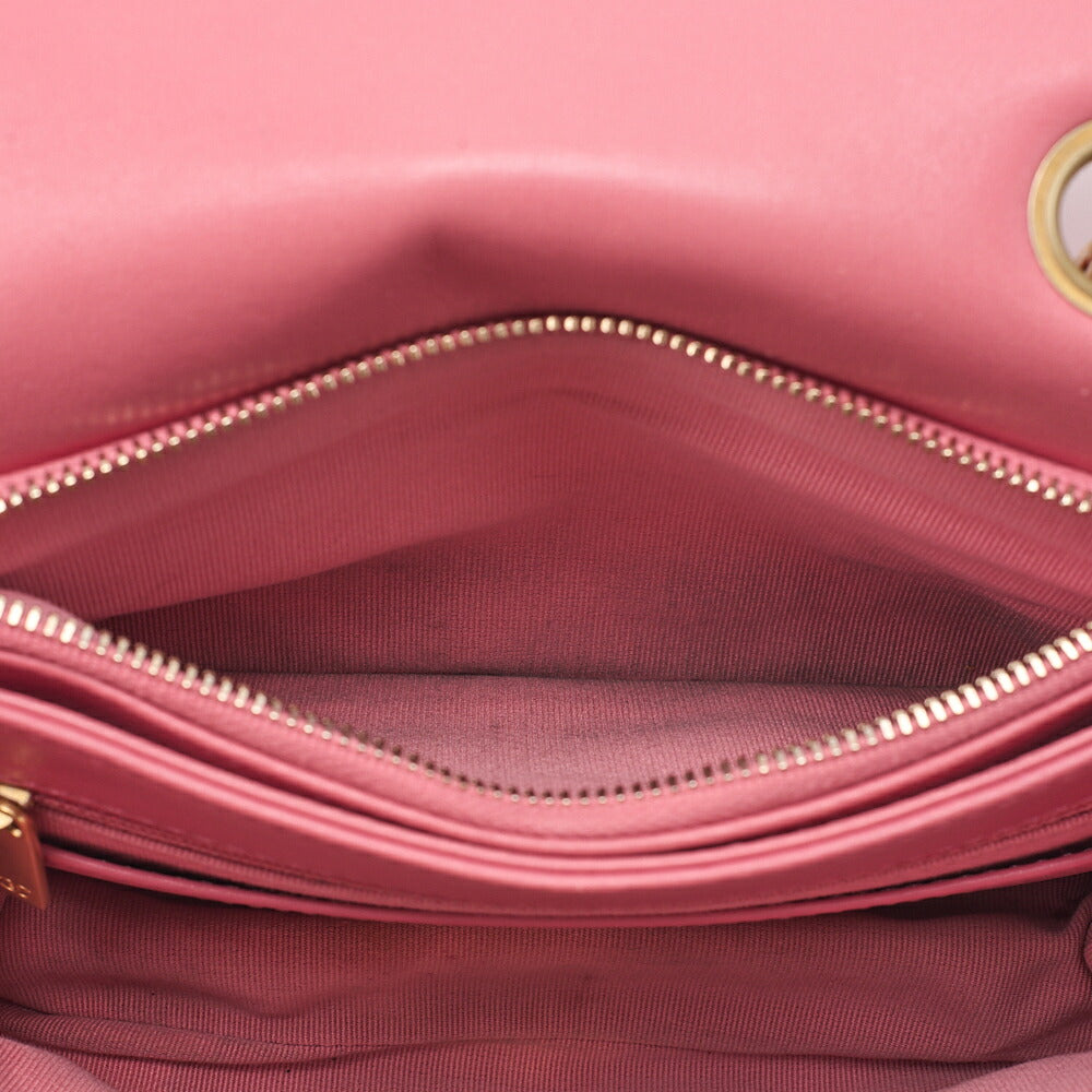 CHANEL Lambskin Matelasse Single Flap Chain Shoulder Bag Ping Gold-Tone Hardware, Pre-Owned