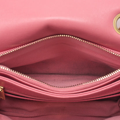 CHANEL Lambskin Matelasse Single Flap Chain Shoulder Bag Ping Gold-Tone Hardware, Pre-Owned