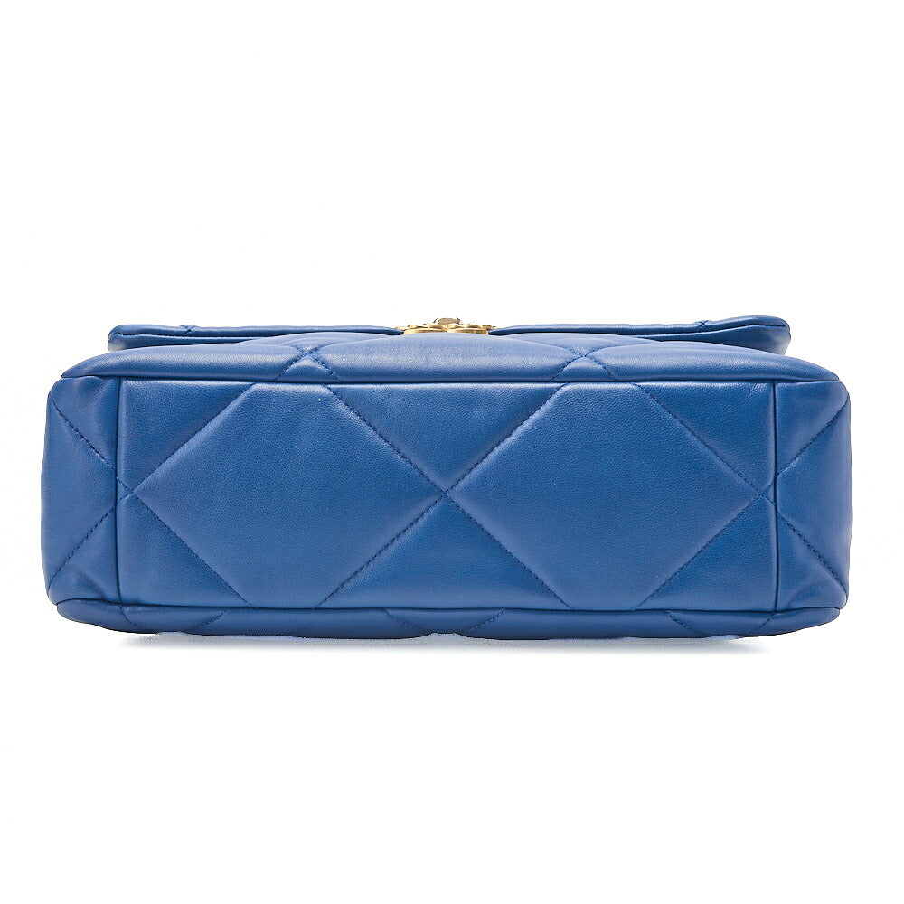 CHANEL Lambskin Matelasse CHANEL 19 2WAY Chain Shoulder Blue Gold x Silver-Tone Hardware, Pre-Owned