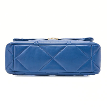 CHANEL Lambskin Matelasse CHANEL 19 2WAY Chain Shoulder Blue Gold x Silver-Tone Hardware, Pre-Owned