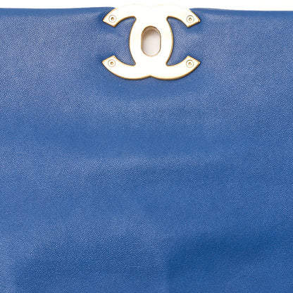 CHANEL Lambskin Matelasse CHANEL 19 2WAY Chain Shoulder Blue Gold x Silver-Tone Hardware, Pre-Owned