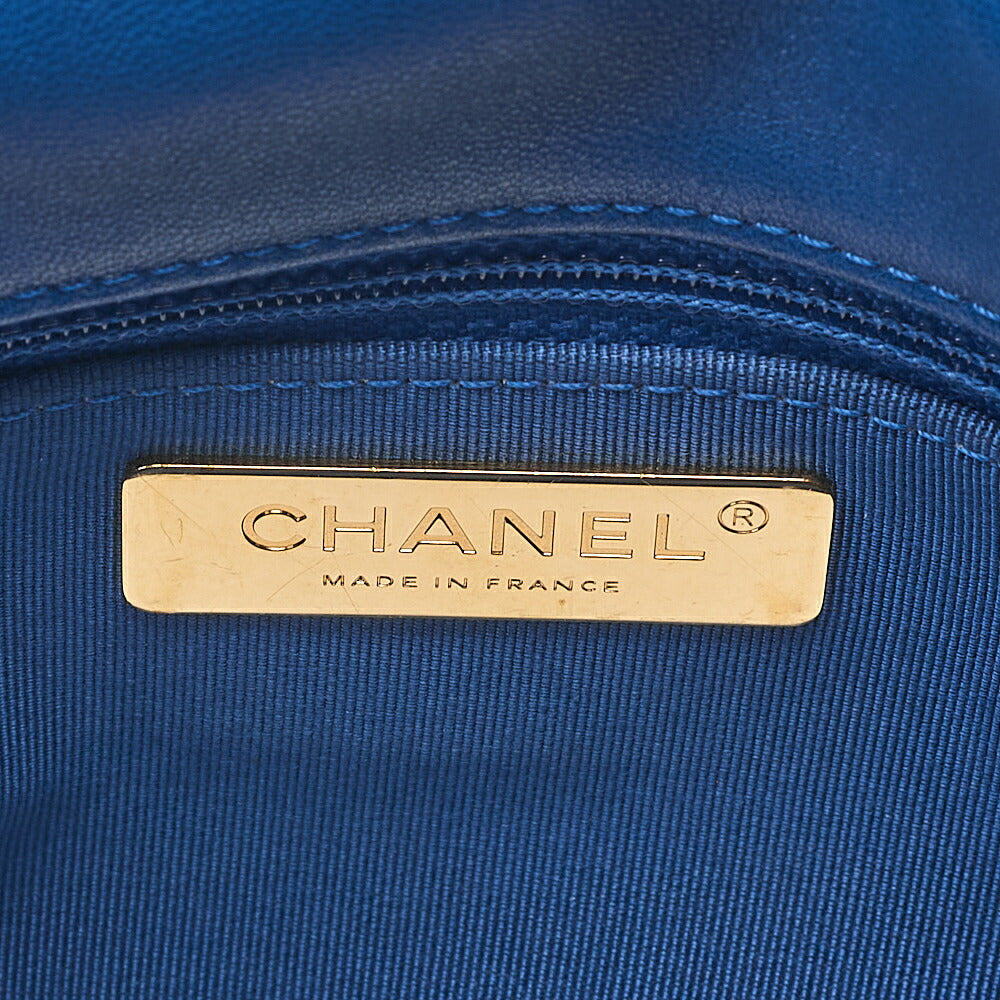 CHANEL Lambskin Matelasse CHANEL 19 2WAY Chain Shoulder Blue Gold x Silver-Tone Hardware, Pre-Owned