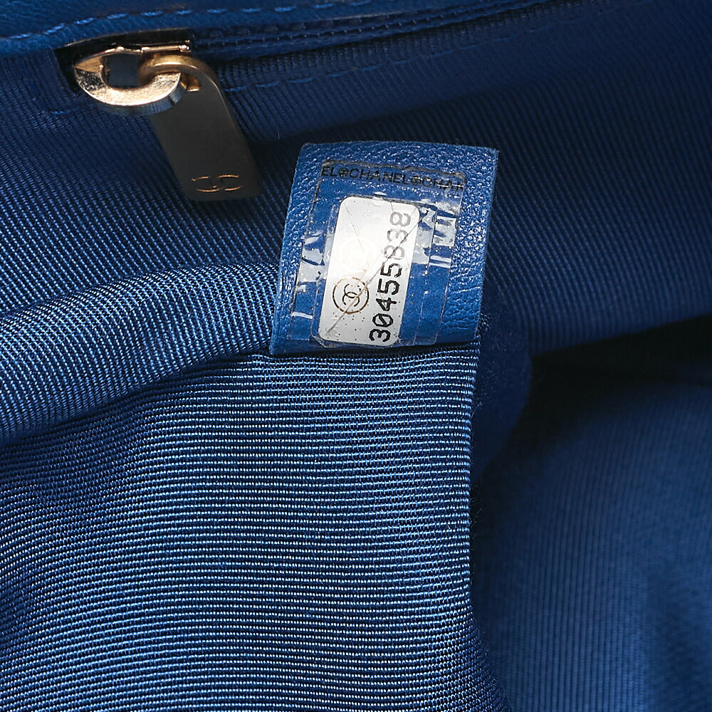 CHANEL Lambskin Matelasse CHANEL 19 2WAY Chain Shoulder Blue Gold x Silver-Tone Hardware, Pre-Owned