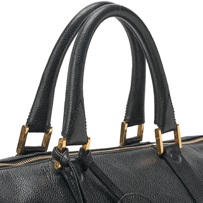 CHANEL Handbag Boston Bag Caviar Skin Coco Mark Black Gold-Tone Hardware, Pre-Owned