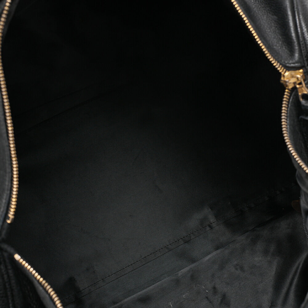 CHANEL Handbag Boston Bag Caviar Skin Coco Mark Black Gold-Tone Hardware, Pre-Owned