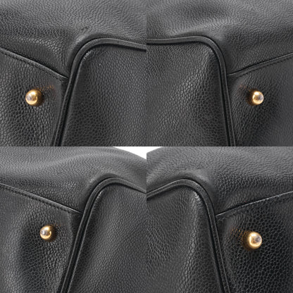 CHANEL Handbag Boston Bag Caviar Skin Coco Mark Black Gold-Tone Hardware, Pre-Owned