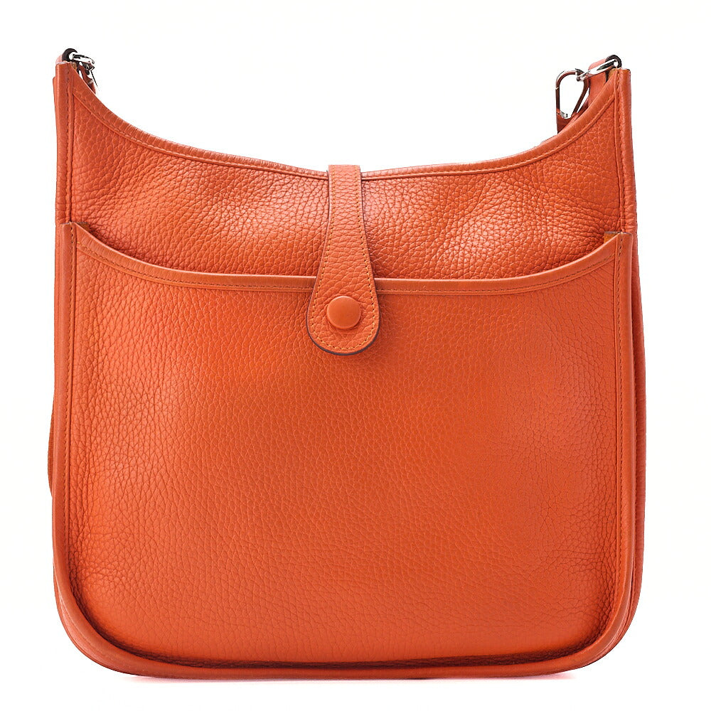 Hermes Hermes Eveline PM3 Trois Trion Clemence Shoulder Bag Orange Silver-Tone Hardware, Pre-Owned