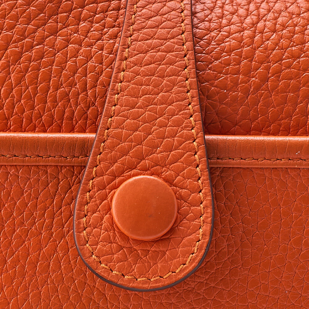 Hermes Hermes Eveline PM3 Trois Trion Clemence Shoulder Bag Orange Silver-Tone Hardware, Pre-Owned