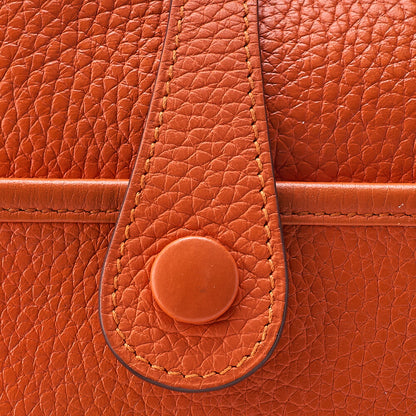 Hermes Hermes Eveline PM3 Trois Trion Clemence Shoulder Bag Orange Silver-Tone Hardware, Pre-Owned