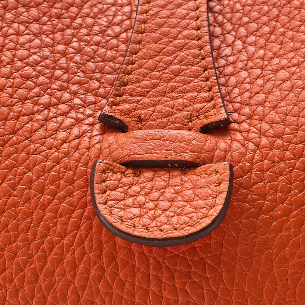 Hermes Hermes Eveline PM3 Trois Trion Clemence Shoulder Bag Orange Silver-Tone Hardware, Pre-Owned