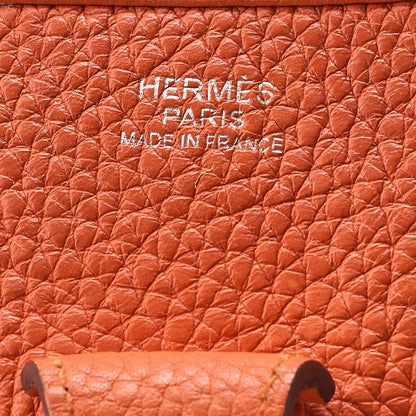 Hermes Hermes Eveline PM3 Trois Trion Clemence Shoulder Bag Orange Silver-Tone Hardware, Pre-Owned